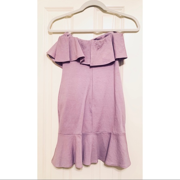 Lilac Strapless Dress with Ruffles - Picture 4 of 5